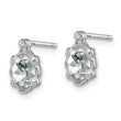 Sterling Silver 925 White Topaz & Diamond Earrings with Rhodium Finish Elegant Oval Design