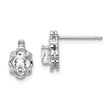 Sterling Silver 925 White Topaz & Diamond Earrings with Rhodium Finish Elegant Oval Design