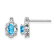 Sterling Silver Rhodium-Plated Swiss Blue Topaz & Diamond Earrings Polished - Birthstone Company
