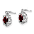 Sterling Silver Rhodium-Plated Garnet & Diamond Button Earrings Elegant Birthstone Design - Birthstone Company