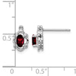 Sterling Silver Rhodium-Plated Garnet & Diamond Button Earrings Elegant Birthstone Design - Birthstone Company