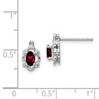Sterling Silver Rhodium-Plated Garnet & Diamond Button Earrings Elegant Birthstone Design