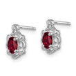 Sterling Silver 925 Ruby & Diamond Rhodium-Plated Button Earrings