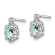 925 Sterling Silver Rhodium-Plated Aquamarine & Diamond Button Earrings Polished & March Birthstone