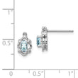 925 Sterling Silver Rhodium-Plated Aquamarine & Diamond Button Earrings Polished & March Birthstone