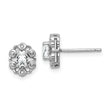 Sterling Silver 925 Rhodium-Plated White Topaz & Diamond Button Earrings