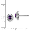 Sterling Silver Rhodium-plated Amethyst & Diam. Earrings