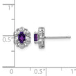 Sterling Silver Rhodium-plated Amethyst & Diam. Earrings - Birthstone Company
