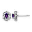 Sterling Silver Rhodium-plated Amethyst & Diam. Earrings - Birthstone Company