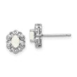 Sterling Silver Rhodium-plated Created Opal & Diam. Earrings