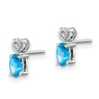 Sterling Silver Rhodium-Plated Swiss Blue Topaz & Diamond Earrings Elegant Button Style - Birthstone Company