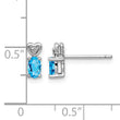 Sterling Silver Rhodium-Plated Swiss Blue Topaz & Diamond Earrings Elegant Button Style - Birthstone Company