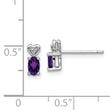 925 Sterling Silver Amethyst & Diamond Rhodium-Plated Earrings Elegant Birthstone Design