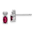 Sterling Silver Rhodium-Plated Ruby & Diamond Earrings Elegant Birthstone Design