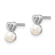 925 Sterling Silver Rhodium-Plated Pearl & Diamond Button Earrings