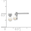 925 Sterling Silver Rhodium-Plated Pearl & Diamond Button Earrings