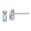 Sterling Silver Rhodium-Plated Aquamarine and Diamond Button Earrings Elegant Polished Finish