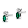 Sterling Silver Rhodium-Plated Emerald & Diamond Earrings Elegant Birthstone Design - Birthstone Company