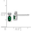 Sterling Silver Rhodium-Plated Emerald & Diamond Earrings Elegant Birthstone Design