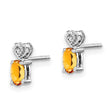 Rhodium-Plated Sterling Silver Citrine & Diamond Button Earrings