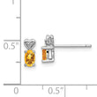 Rhodium-Plated Sterling Silver Citrine & Diamond Button Earrings