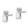 Sterling Silver Rhodium-Plated Opal & Diamond Earrings with Polished Finish - Birthstone Company