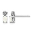 Sterling Silver Rhodium-Plated Opal & Diamond Earrings with Polished Finish - Birthstone Company