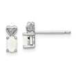 Sterling Silver Rhodium-Plated Opal & Diamond Earrings with Polished Finish