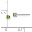 Sterling Silver 3mm Peridot Stud Earrings with Rhodium Finish August Birthstone