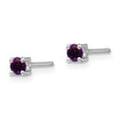 Sterling Silver Rhodium-Plated Amethyst Stud Earrings Elegant 3mm Birthstone Pair