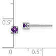 Sterling Silver Rhodium-Plated Amethyst Stud Earrings Elegant 3mm Birthstone Pair