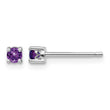 Sterling Silver Rhodium-Plated Amethyst Stud Earrings Elegant 3mm Birthstone Pair - Birthstone Company