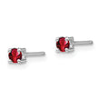 Sterling Silver 3mm Garnet Stud Earrings with Rhodium Plating January Birthstone