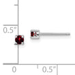 Sterling Silver 3mm Garnet Stud Earrings with Rhodium Plating January Birthstone