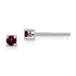 Sterling Silver 3mm Garnet Stud Earrings with Rhodium Plating January Birthstone