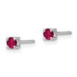 Sterling Silver 3mm Lab-Created Ruby Stud Earrings, Rhodium-Plated, Polished Finish