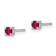 Sterling Silver 3mm Lab-Created Ruby Stud Earrings, Rhodium-Plated, Polished Finish - Birthstone Company