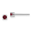 Sterling Silver 3mm Lab-Created Ruby Stud Earrings, Rhodium-Plated, Polished Finish