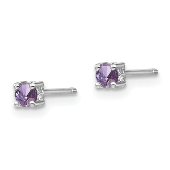 925 Sterling Silver Rhodolite Garnet Stud Earrings Polished Finish