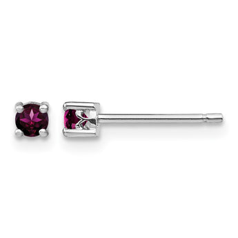 925 Sterling Silver Rhodolite Garnet Stud Earrings Polished Finish - Birthstone Company
