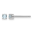 Sterling Silver 3mm Aquamarine Stud Earrings with Rhodium Finish March Birthstone - Birthstone Company