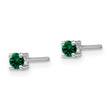 Sterling Silver 3mm Created Emerald Stud Earrings with Rhodium Finish - Birthstone Company