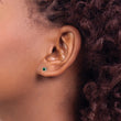Sterling Silver 3mm Created Emerald Stud Earrings with Rhodium Finish - Birthstone Company