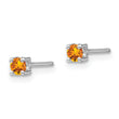 925 Sterling Silver Citrine Stud Earrings with Rhodium-Plated Polished Finish