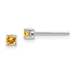 925 Sterling Silver Citrine Stud Earrings with Rhodium-Plated Polished Finish