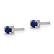Sterling Silver Sapphire Stud Earrings 3mm Rhodium-Plated