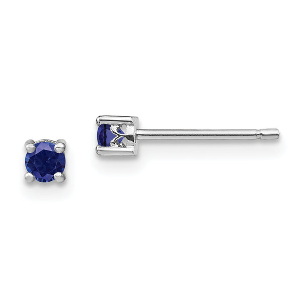 Sterling Silver Sapphire Stud Earrings 3mm Rhodium-Plated
