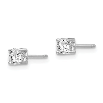 Round White Topaz Stud Earrings in Sterling Silver, 4mm