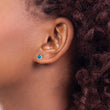 Sterling Silver 925 Swiss Blue Topaz Stud Earrings, Polished 4mm, Birthstone - Birthstone Company