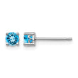 Sterling Silver 925 Swiss Blue Topaz Stud Earrings, Polished 4mm, Birthstone - Birthstone Company